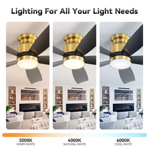 42-Inch <b>Flush</b> <b>Mount</b> <b>LED</b> <b>Ceiling</b> Fans with 22W <b>LED</b> <b>Light</b> and Remote Control 5 ABS Blades for Bedroom Patio - Product Image 5