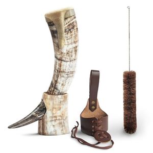 Corne à boire en corne de buffle naturelle, écologique, faite à la main, thème animal, décoration d'intérieur, artisanat viking - Product Image 4