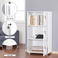 Armoire de rangement minimaliste à 3 niveaux pour salon, avec pieds verrouillables, pour appartement, école, maison, meuble facile à assembler, modèle 3DLF