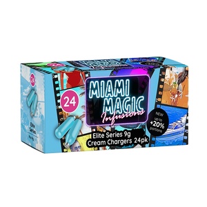 Fournisseur mondial de la plus haute qualité en métal pour la cuisine et la table Pack de 9g x 24 de chargeur de crème magique Miami à vendre - Product Image 1