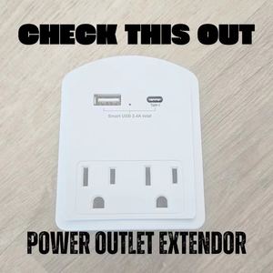 Pengisi daya dinding USB Multi Plug, Ultra tipis, pengisi daya dinding USB, pelindung Surge Outlet 2 dengan 2 adaptor perjalanan USB dengan penopang ponsel - Product Image 6