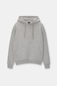 Oversized Heavyweight 600GSM Pullover Sweatshirt Heather Grey Kangaroo Pocket Hoodies Men Embossed Drop Shoulder 100% Cotton - Product Image 5