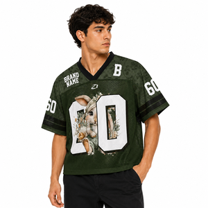 Camiseta Deportiva Oversize de Fútbol Americano con Diseño Floral-Vintage Personalizado de Conejo, Estilo Urbano, OEM, Sublimada, para Equipos - Fabricante - Product Image 1