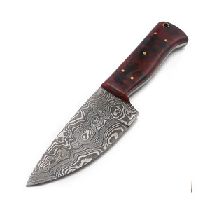 Cuchillo de Caza de Acero de Damasco Hecho a Mano con Mango Ergonómico para Actividades de Camping, Pesca y Bushcraft - Product Image 1