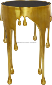 Goldby Azora Industries Table d'appoint latérale en métal Table d'appoint goutte à goutte avec design fondant et dessus en verre ombragé - Product Image 2