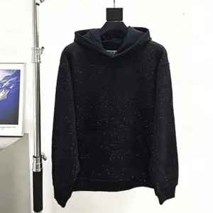 Sudadera con Capucha Negra con Pedrería, Unisex, Estilo Urbano, Brillante, de Lujo, de Algodón Grueso, Transpirable y de Secado Rápido - Product Image 2