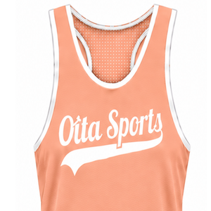 <b>Peach</b> White Swim Tank <b>Top</b> Sleeveless Racerback Lightweight Quick Dry Breathable Training Performance Athletic Swimwear - Product Image 3