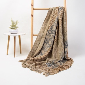 Nueva colección Vintage algodón sofá granja tiro algodón bloque impreso manta cama tiro - Product Image 5