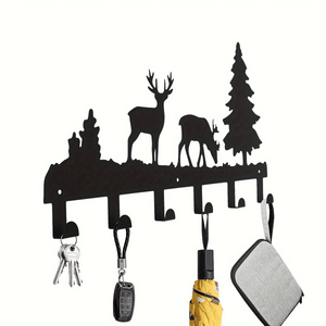 CIFbuy Heavy-Duty Matte Black Adhesive Mount Wall <b>Hooks</b> for Entryway Bathroom <b>Kitchen</b> Storage Organization Matte Black Coat Rack - Product Image 6