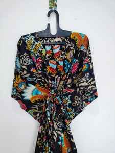 Robe kaftan en coton indien faite à la main, paréo de plage, coupe décontractée, kimono - Product Image 6