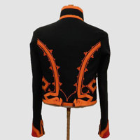 Veste bomber en laine noire pour homme ZULARI IMPEX, broderie orange faite à la main, motif uni, col rabattu, double boutonnage