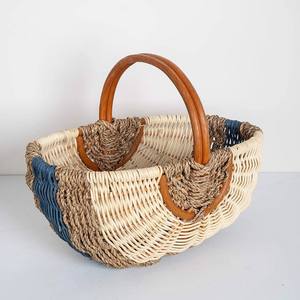 Vintage Boat Shaped Rattan Picnic Basket Open Top Handcrafted Willow Storage <b>Hamper</b> Empty Natural Color Garden Flower <b>Gift</b> <b>Box</b> - Product Image 2