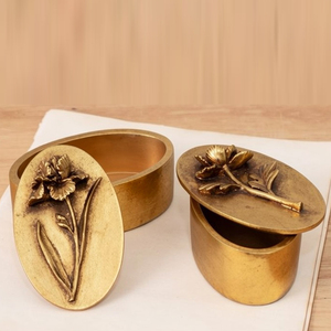 Set Of 2 Elegant Round Shape Canister With Mother of Pearl Inlay and Gold Trim Kitchen Storage <b>Container</b> Accessories - Product Image 5