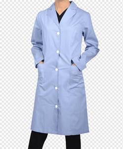 Blouse de laboratoire unisexe bleu clair en toile, coton et polyester, pour usage hospitalier, manches longues avec poches, haute qualité - Product Image 5