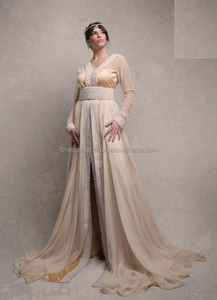 Full Long Two Piece Caftan With Net Material Top With V-Neck Collar Style High Demand for <b>Wedding</b> Wear Islamic Clothing - Product Image 1