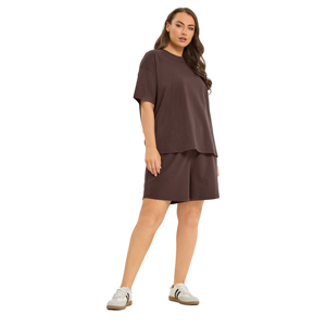 Custom <b>Women</b> T Shirt <b>Shorts</b> Set Wholesale Oversized T Shirt Two Piece Summer Casual Streetwear Gym Workout Fitness Sportswear - Product Image 2