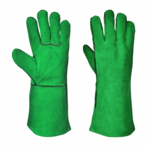 ถุงมือสะท้อนแสงสำหรับงานหนัก ถุงมือป้องกันส่วนบุคคล หนังวัวแท้ ทนไฟ ป้องกันการลวก ถุงมือเชื่อมแบบเรียบ - Product Image 3