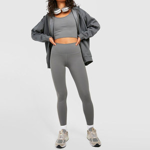 High Quality Animal <b>Print</b> Zippers Elastic Waist <b>Leggings</b> Bra Workout Set Front Logo Women's Sports Active Wear 2-Piece - Product Image 4