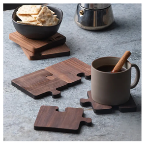 Wooden Elegant Puzzle Design Coaster Drink <b>Mat</b> Set For <b>Bar</b> Hotel Countertop Glass Holder Excellent Quality & Hot Sale - Product Image 3