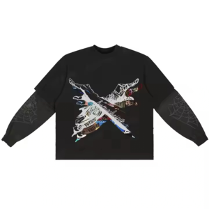 Nouveau T-shirt pour homme à la mode, personnalisé, de qualité supérieure, avec impression de logo, 100% coton, double couche, manches longues, T-shirt surdimensionné pour homme - Product Image 5