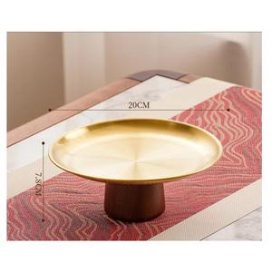 Gold Metal Modern Eco-Friendly Cake <b>Stand</b> with Wooden Base Dessert Display Serving Tray Movable Wedding Party Tableware - Product Image 5