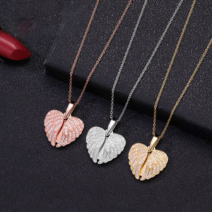 Silver Gold Plated IGI Certified Lab Grown Diamond Heart Angel Wing Personalized <b>Memory</b> Custom Keepsake <b>Gift</b> Pendant - Product Image 3