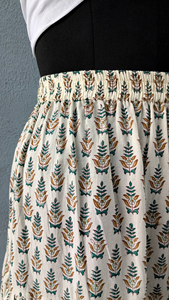 Ethnic <b>Women's</b> Summer Dress Hand Block Printed Cotton Long <b>Maxi</b> <b>Skirt</b> with Elastic Waist Breathable Sustainable Casual Style - Product Image 4