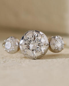 Bague de fiançailles/mariage vintage en or jaune 14 carats avec diamant de culture IGI/GIA, or blanc fin unisexe, pour anniversaire, digne d'une fête - Product Image 4