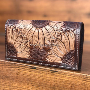 Cartera de cuero genuino hecha a mano personalizada para hombre, cartera larga de cuero, monederos, carteras estándar informales - Product Image 4