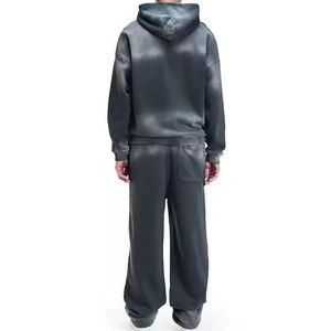 Ensemble de sweat-shirt à capuche gris pour homme, manches régulières, en molleton français, décontracté, pour l'automne, coupe ample, couleur unie, avec poche, fermeture éclair - Product Image 3