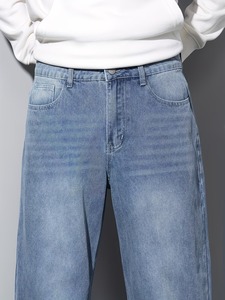 Men's Classic Wide-<b>Leg</b> Denim Jeans | Relaxed Fit Lightweight Breathable Eco-Friendly Casual Straight <b>Leg</b> Summer Jeans - Product Image 2