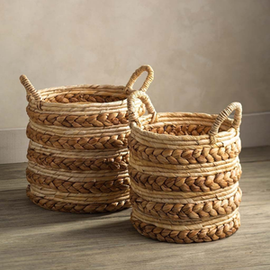 Best Seller High Quality Large Handwoven Water Hyacinth Storage <b>Basket</b> Sustainable Home <b>Laundry</b> Clothes <b>Basket</b> Handmade High-End - Product Image 3