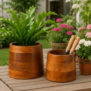 Nuevo Juego de Macetas de Madera de Diseño Moderno, Hechas a Mano con Madera de Mango Sostenible, para Interiores, Escritorio y Sala de Estar - Product Image 3