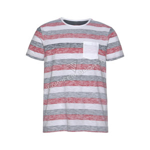 เสื้อยืดคอกลมคุณภาพสูง ผ้าฝ้าย 100% ลายทาง สำหรับผู้ชาย ทรงปกติ น้ำหนักเบา แห้งเร็ว ระบายอากาศได้ดี มีไซส์ใหญ่ - Product Image 1