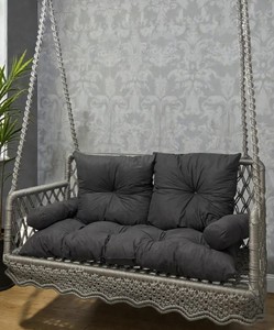 Double Macrame Hanging <b>Swing</b> <b>Chair</b> – Handmade Boho Macrame Sofa <b>Swing</b> with Cushions, Indoor - Product Image 1