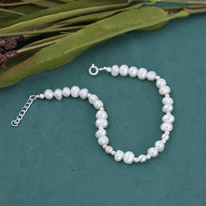 Natural Freshwater Pearl <b>Beaded</b> <b>Bracelet</b> with Sterling Silver Spacer Beads Adjustable Lobster Clasp Elegant Womens Jewelry - Product Image 6