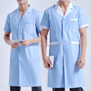 Doctor abrigo largo para hombres veterinario belleza enfermera Scrub abrigo manga corta Chaqueta larga laboratorio investigación ropa de trabajo uniforme médico - Product Image 6