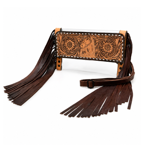 Western Tooled Leather Fringe <b>Clear</b> PVC Shoulder <b>Bag</b> with Horse Design Adjustable Crossbody Strap Handmade Cowboy Western Purse - Product Image 1