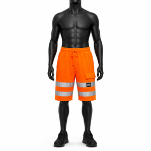 Shorts de travail haute visibilité, pantalons cargo réfléchissants pour la construction avec ceinture élastique – Vente en gros - Product Image 2