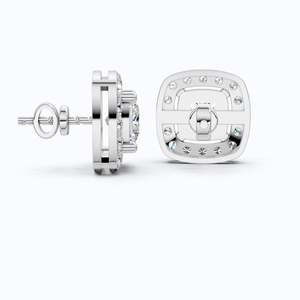 ต่างหูเพชรทรงเจ้าหญิงแบบ Halo ชุบทองคำขาว 10K พร้อมเพชรที่ได้รับการรับรองจาก IGI ดีไซน์ทรงสี่เหลี่ยมแบบ Cluster สวยงาม - Product Image 6