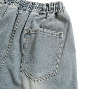 Shorts en jean noir personnalisés 100 % coton respirant délavé avec fermeture éclair, style 2026, décontracté, longueur genou, streetwear, mode estivale - Product Image 3