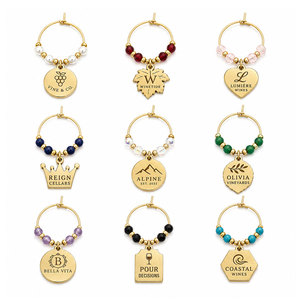 Etiqueta de Metal Grabada Personalizada para Copas de Vino, Marcador de Copas con Nombre, Anillo Identificador para Bebidas, Accesorio para Fiestas y Bares, Venta al por Mayor - Product Image 3