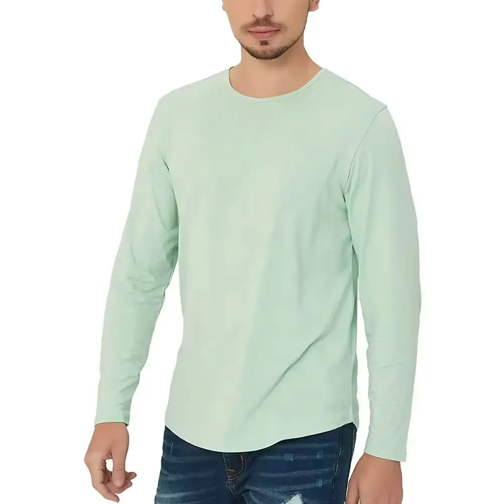 Camisetas masculinas personalizadas mais populares de algodão 2024 Camisetas casuais elegantes de tamanho personalizado para homens, serviço OEM em tendência, mangas compridas