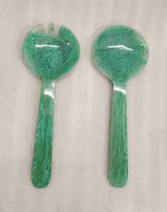 Resin Salad Server Spoon and Fork <b>Set</b> 30ml Short Handle Modern Stylish Party Dishwasher Safe Eco-Friendly Home Decor - Product Image 1