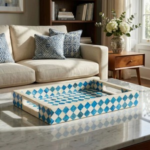 Luxury Handmade Bone Inlay Serving <b>Tray</b> Square Decorative Coffee Table Ottoman <b>Tray</b> <b>Wooden</b> Breakfast Tea Serving <b>Tray</b> - Product Image 5