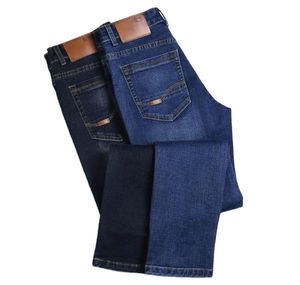 Pantalones vaqueros de mezclilla ajustados para hombre, pantalones casuales de moda, pantalones elásticos de algodón para hombre, pantalones vaqueros de alta calidad en azul, gris, marrón claro e índigo. - Product Image 1