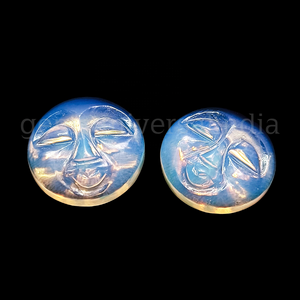 Perles de pierre d'opale naturelle sculptées en forme ronde de 20 mm, breloques figurines en opale pour la fabrication de bijoux, fournitures en gros - Product Image 3