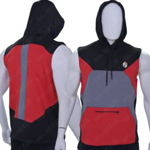 Camisetas sin mangas con capucha para hombre, sudaderas con capucha para gimnasio, camisetas de culturismo, sudaderas con capucha para hombre con bolsillo con cremallera y panel en contraste - Product Image 3
