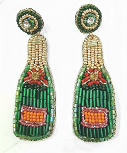 Boucles d'oreilles pendantes brodées à la main avec perles, très tendance, pour demoiselles d'honneur, soirées cocktails, cadeaux festifs, et clous d'oreilles tendance - Product Image 4