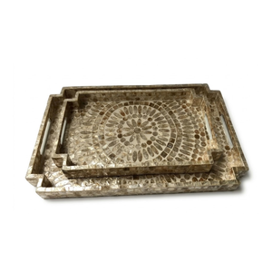 Urban Craft Mother of Pearl Inlay Tray Handcrafted Decorative Platter for Sustainable Styling Storage - Product Image 2